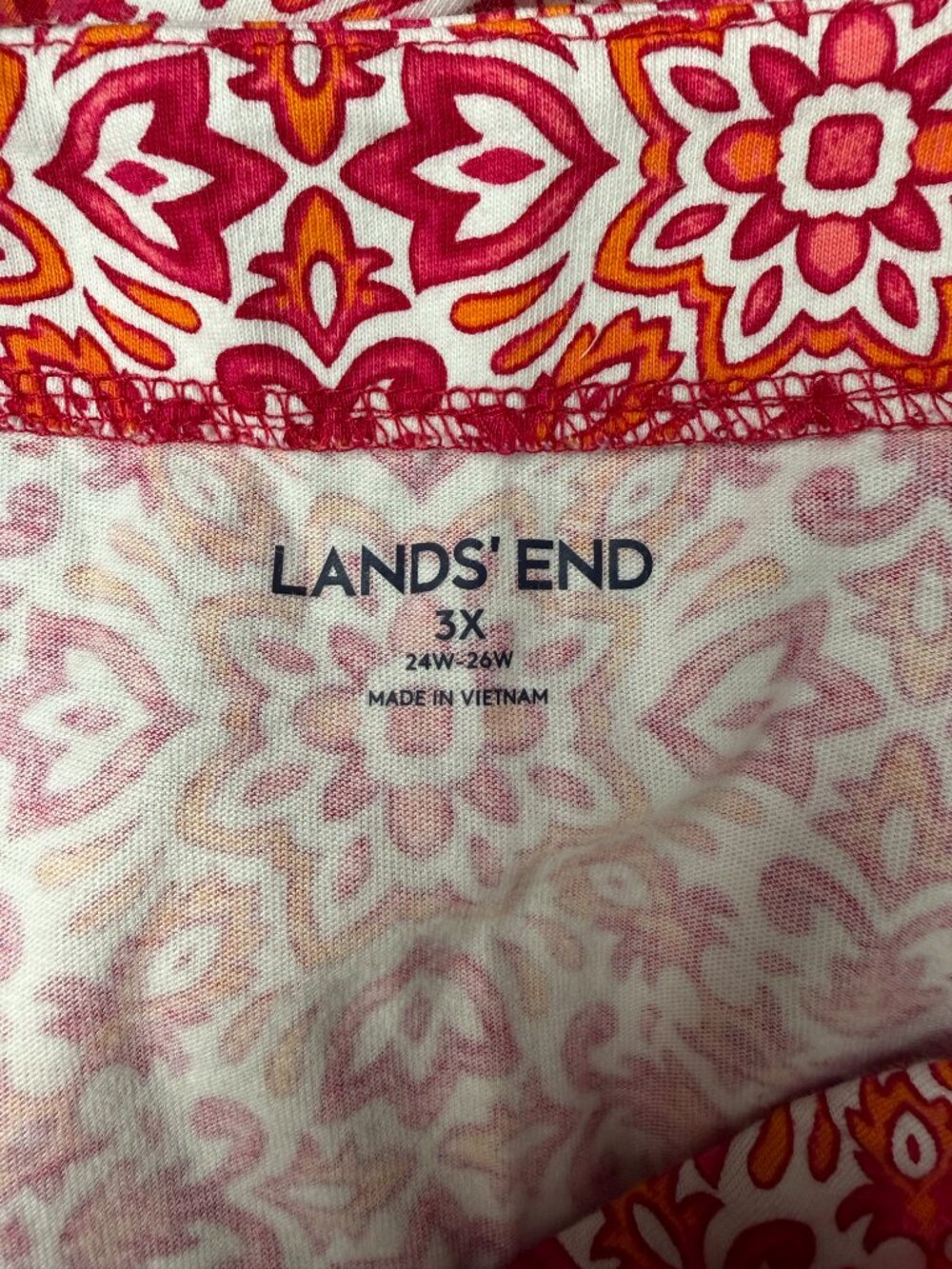 Lands End 3X Sleeveless Beach Dress Pink Coral Floral 100% Cotton Shift - Picture 7 of 11